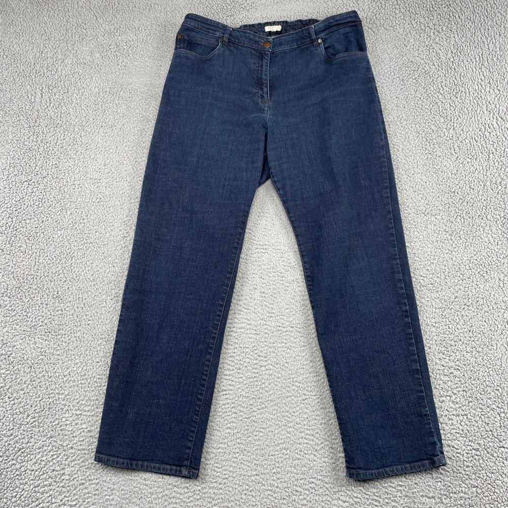 Eileen Fisher Jeans Woman 1X Blue Straight Leg Elastic Back Dark Wash Denim